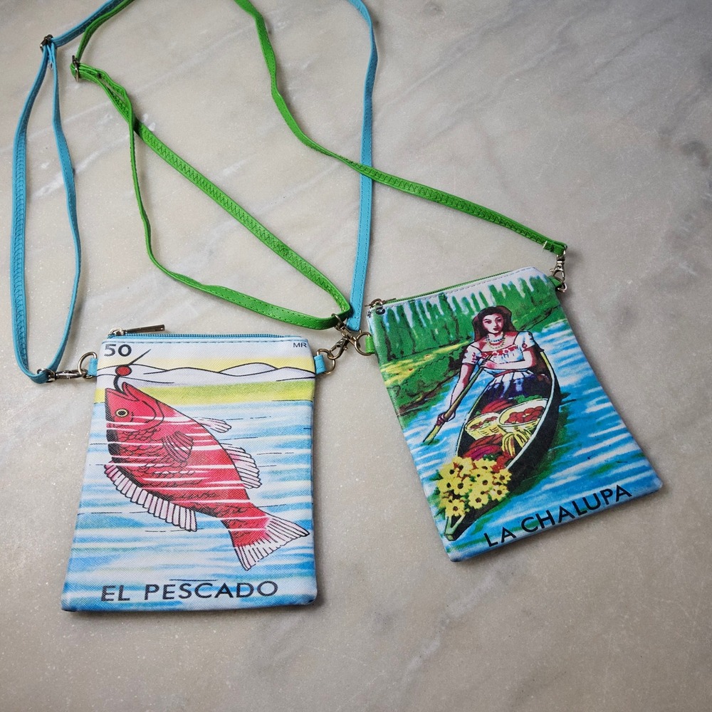 Mexican Loteria Crossbody‎ Cell Phone Purse La Chalupa El Pescado Shoulder Bag